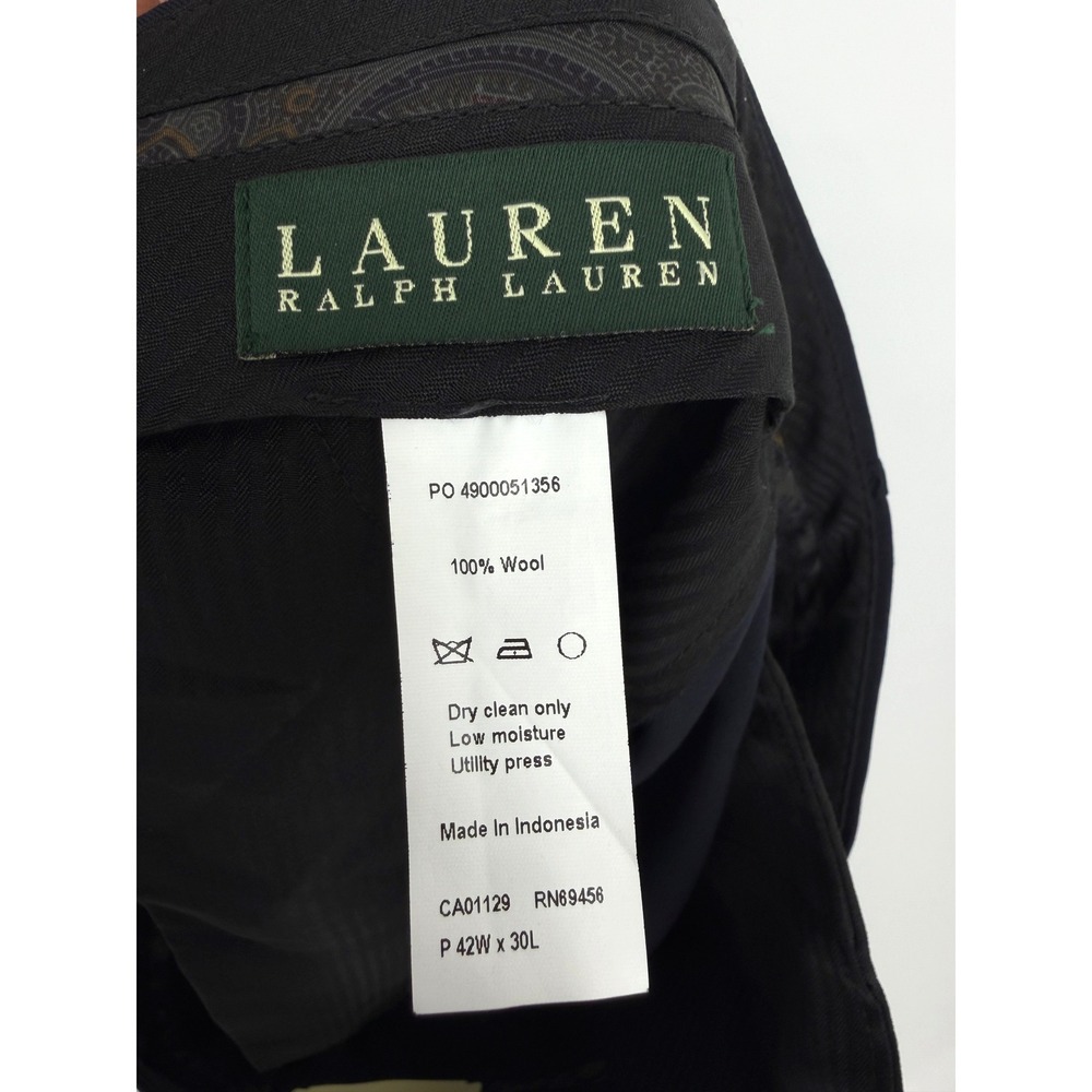 NEW Lauren Ralph Lauren Navy Blue 100% Wool Pleated Ultraflex Dress Pants 42x30 - Picture 6 of 12